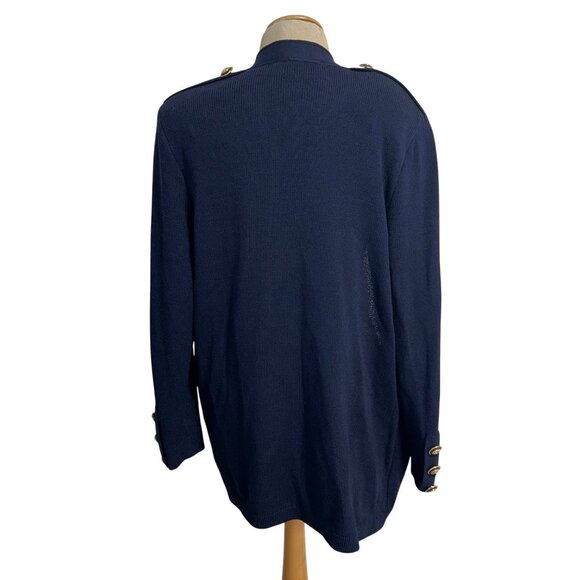 St. John  Womens Sz Basics Navy Open Front Cardigan Sweater W/ Gold Button - Picture 4 of 10